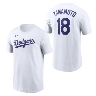 Yoshinobu Yamamoto Los Angeles Dodgers White Fuse Name & Number T-Shirt