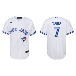 Youth Blue Jays Bradley Zimmer White Replica Home Jersey