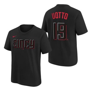 Youth Cincinnati Reds Joey Votto Black 2023 City Connect T-Shirt
