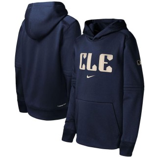 Youth Cleveland Guardians Navy 2024 City Connect Practice Graphic Performance Pullover Hoodie