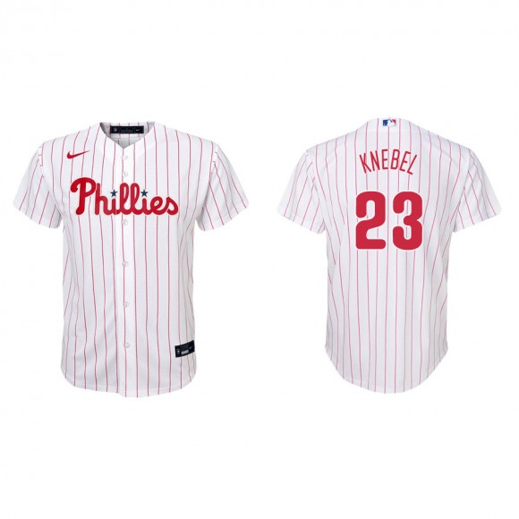 Youth Phillies Corey Knebel White Replica Home Jersey