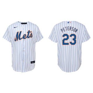 Youth Mets David Peterson White Replica Home Jersey