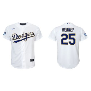 Youth Andrew Heaney Dodgers White Gold 2021 City Connect Replica Jersey