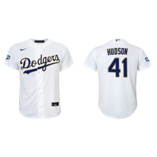 Youth Daniel Hudson Dodgers White Gold 2021 City Connect Replica Jersey