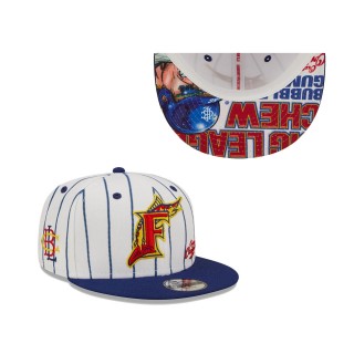 Youth Florida Marlins White Navy MLB x Big League Chew Original 9FIFTY Snapback Adjustable Hat
