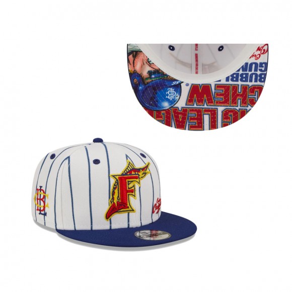 Youth Florida Marlins White Navy MLB x Big League Chew Original 9FIFTY Snapback Adjustable Hat