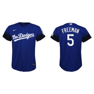 Youth Dodgers Freddie Freeman Royal 2021 City Connect Replica Jersey