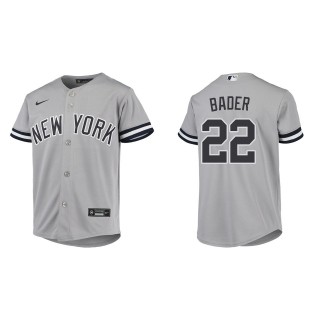 Youth New York Yankees Harrison Bader Gray Replica Road Jersey