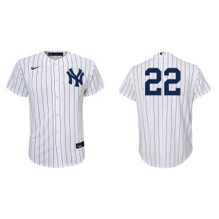 Youth New York Yankees Harrison Bader White Navy Replica Home Jersey