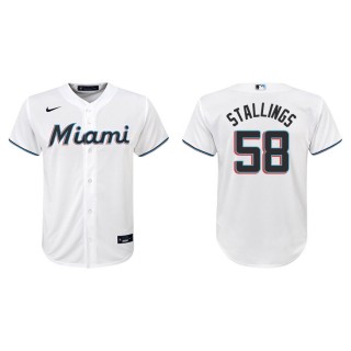 Youth Marlins Jacob Stallings White Replica Home Jersey