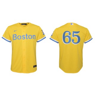 Youth Red Sox James Paxton Gold Light Blue 2021 City Connect Replica Jersey