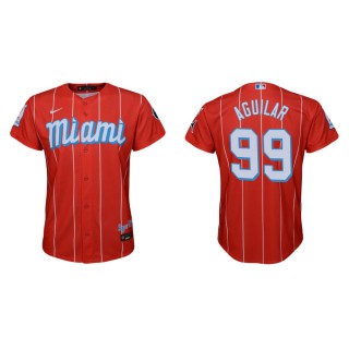 Youth Marlins Jesus Aguilar Red 2021 City Connect Replica Jersey