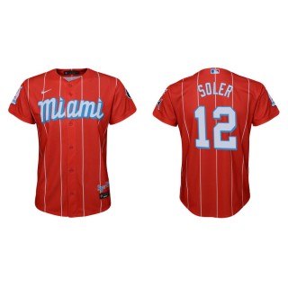 Youth Marlins Jorge Soler Red 2021 City Connect Replica Jersey