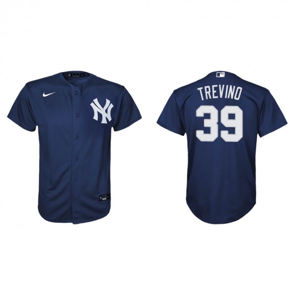 Youth Yankees Jose Trevino Navy Replica Alternate Jersey