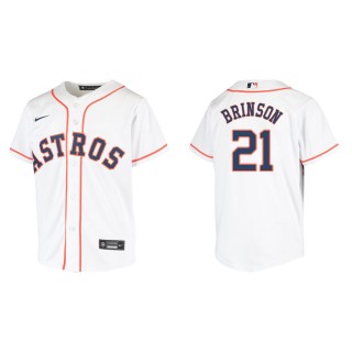 Youth Astros Lewis Brinson White Replica Home Jersey
