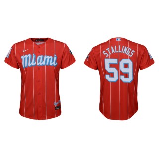 Youth Jacob Stallings Marlins Red 2021 City Connect Replica Jersey