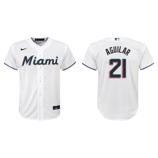 Youth Jesus Aguilar Marlins White Replica Home Jersey