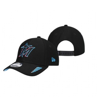 Youth Miami Marlins Black Rush 9FORTY Snapback Hat