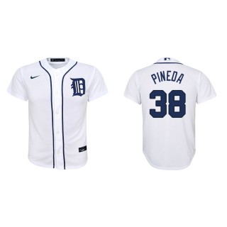 Youth Tigers Michael Pineda White Replica Home Jersey