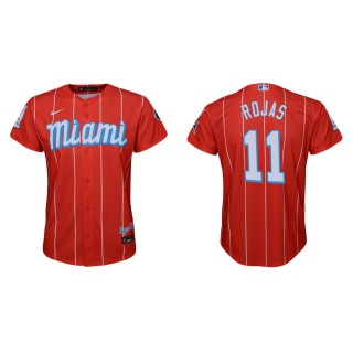 Youth Marlins Miguel Rojas Red 2021 City Connect Replica Jersey