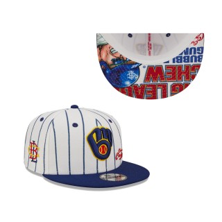 Youth Milwaukee Brewers White Navy MLB x Big League Chew Original 9FIFTY Snapback Adjustable Hat
