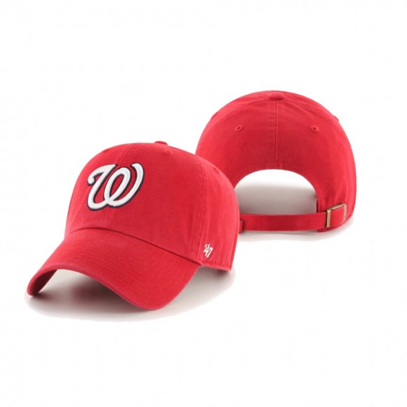 Youth Washington Nationals Red Team Logo Clean Up Adjustable Hat