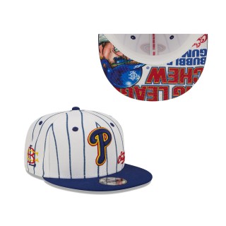 Youth Philadelphia Phillies White Navy MLB x Big League Chew Original 9FIFTY Snapback Adjustable Hat