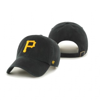 Youth Pittsburgh Pirates Black Team Logo Clean Up Adjustable Hat