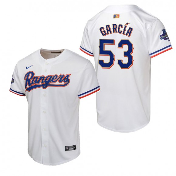 Youth Texas Rangers Adolis Garcia White 2024 Gold Collection Limited Player Jersey