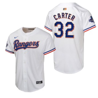 Youth Texas Rangers Evan Carter White 2024 Gold Collection Limited Player Jersey