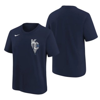 Youth Kansas City Royals Navy 2022 City Connect Wordmark T-Shirt