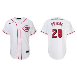 Youth TJ Friedl White Replica Home Jersey