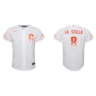 Youth Giants Tommy La Stella White 2021 City Connect Replica Jersey