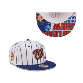 Youth Washington Nationals White Red MLB x Big League Chew Original 9FIFTY Snapback Adjustable Hat