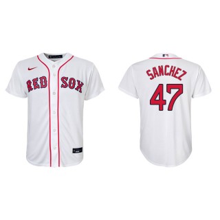 Youth Red Sox Yolmer Sanchez White Replica Home Jersey
