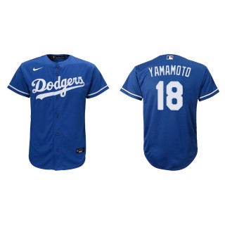 Youth Yoshinobu Yamamoto Los Angeles Dodgers Royal Alternate Jersey