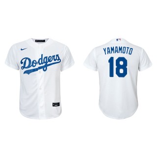 Youth Yoshinobu Yamamoto Los Angeles Dodgers White Home Jersey