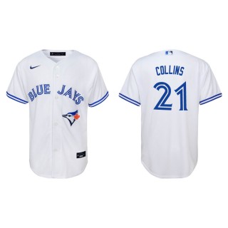 Youth Blue Jays Zack Collins White Replica Home Jersey